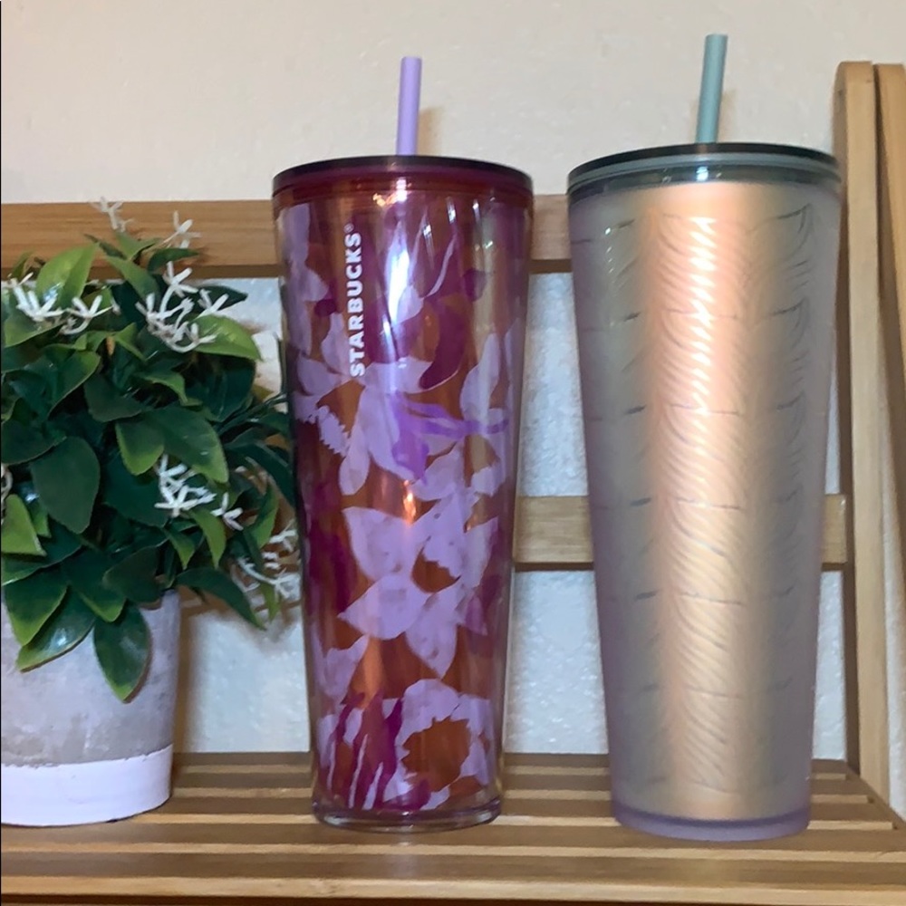 Starbucks Iris flower and mermaid tale tumbler cup